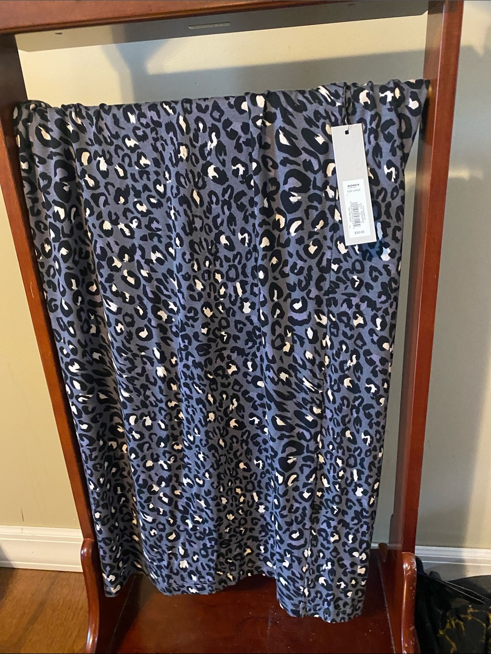 Kohl's Blue Leopard Print Midi Skirt with Cream Accents